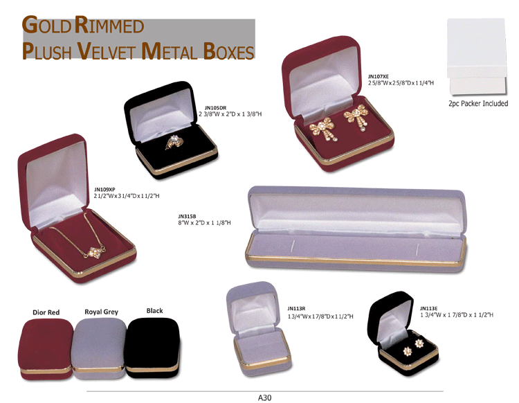 Gold Rimmed Plush Velvet Metal Boxes