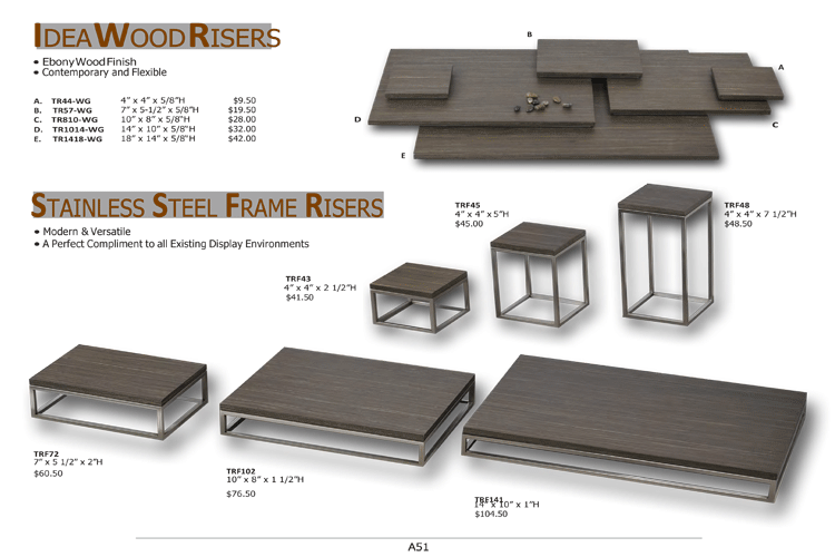 Wood & Stainless Steel Risers