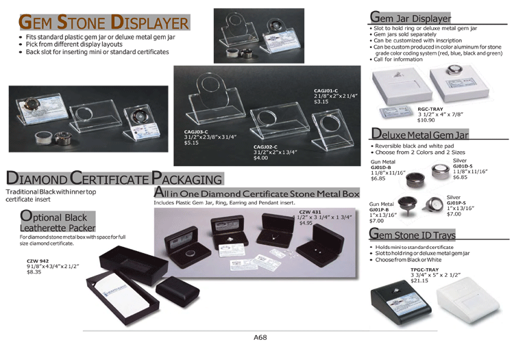  Gem Stone Displayer & Diamond Certificate Packaging